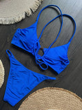 2026 Cross Back Hollow Out Bikini Women Swimsuit Female Swimwear Two-pieces Bikini Set High Cut Bather Bathing Suit Swim Lady