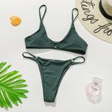 2026 New Women Micro Bikini Set Ring Decor Biquini Low Waist Swimsuit Sexy Backless Strappy Swimwear Beach Holiday Bathing Suit