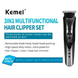 Kemei Electric Rechargeable Nose Professional Shaving Machine KM-1506 3 in 1 Electric Shaver USB Charging Hair trimmer