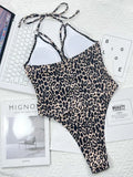 Leopard Halter Metal Rings Women Swimwear One Piece Swimsuit Female High Cut Out Monokini Bather Bathing Suit Swim Beach Wear
