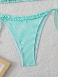 Halter Triangle String Bikinis 2026 Women Sexy Striped Swimsuit Ruffle  Swimwear Female Bathers Bathing Swimming Swim Suit