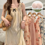 Summer Ladies Nightgown Halter Nightgown Women Summer Vest with Bra Pads Can Be Worn Outside Home Wear