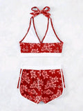 2026 Halter Sporty Bikinis Printed Swimsuit Women High Waist Shorts Swimwear Female Bathers Bathing Swimming Swim Suit Beachwear