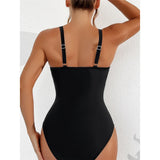 S - XL New Sexy Mesh Sheer V Neck Women Swimwear One Piece Swimsuit Female High Leg Cut Monokini Bather Bathing Suit Swim V5136