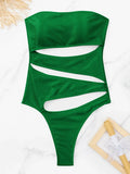 2026 Padded Sexy Swimsuit One Piece Cut Out Tong Swimwear Women Solid Bathing Swimming Swim Suit Female Beachwear Bodysuit