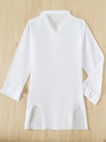 Plain Open Front Kimono Beach Cover Up Women Long Sleeve Tunic Dress 2026 Swimsuit Swimwear Bathing Suit