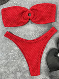 Sexy Fishnet Strapless Bandeau Bikini Women Swimsuit Female Swimwear Two-pieces Bikini set High Cut Bather Bathing Suit Swim
