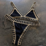 Pink Crochet Bikini 2025 Sexy Women Swimsuit Female Swimwear Micro Bikini Set Bandeau Swimming Suit Beachwear Brazilian Biquini