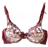 MOYISU Pure Desire Victoria Thin Bra Set Lace Mesh Red Beautiful Back Sex Underwear Hold Up with Underwire Transparent Bra Woman