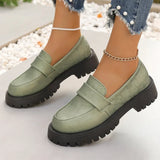 Fashion Green Stain Loafers Shoes Women 2025 Round Toe Embroidery Shoes for Woman Plus Size Platform Casual Shoes Ladies
