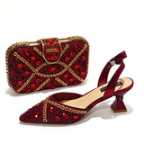 Doershow Italian Shoe and Bag Set New 2026 Women Shoes and Bag Set In Italy wine Italian Shoes with Matching Bag 1-16