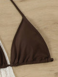 Women micro mini halter bikini sets 4 pieces with ruffles perspective cover tops and skirt swimsuit bathing suit beach outfits