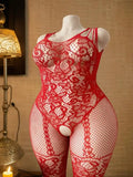 Adult Women Mesh Bodysuit Sexy Temptation Semi Transparent Fish Underwear Jumpsuit Unobstructed Underwear Full Bodystockings
