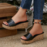 Fashion White Wedges Sandals Women Plus Size 43 Chunky Platform Slippers Woman Lightweight Peep Toe High Heel Sandals Female