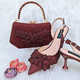 Doershow African fashion Italian Shoes And Bag Sets For Evening Party With Stones green Italian Handbags Match Bags!   HFG1-3