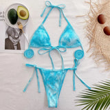 Bikini 2026 Sexy Sky Blue Bandage Halter Swimwear Swimsuit Women Bikinis Set Bathing Suit Beach Bikini Female Biquinis Feminino