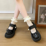 Sweet Bowknot Lace Strap Platform Mary Jane Shoes Women Korean Patent Leather Jk Lolita Shoes Woman 2025 Thick Heel Pumps Female