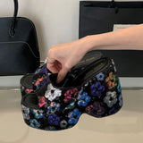 2025 Vintge Denim Blue Summer Chunky Platform Sandals Women Slides Chunky High Heels Wedges Shoes Mules Outdoor Slipper
