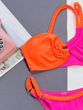 Splicing Asymmetric One Shoulder Bikini Female Swimsuit Women Bandeau Swimwear Two-pieces Bikini Set Bather Bathing Suit Swim