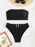 ZTVitality Solid Bikini Sexy Bikinis 2024 New Arrival Padded Bra Strapless High Waist Swimsuit Women Swimwear Summer Biquini