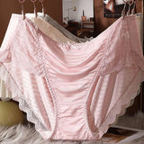 Anti-septic Women Underpants Women Panties Mid Waist Lace Bow Decor Tummy Control Butt-lifted Soft Stretchy Quick Dry Briefs