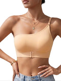 Women's One Shoulder Seamless Bra Front Closure Comfort No Lining Wireless Lingerie