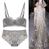 Modest French Pure Desire Bralette AB Cup Full Coverage Lace Bra & Set Small Bust Push Up Wireless for Chubby Girl Bow Plus Size