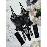Toucheart Christmas Erotic Lingerie Seductive Embroidery Mesh Women See-through Body Shaping Sexy Pure Desire Hot Underwear Set