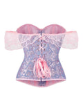 Corset's new retro lace fishbone body-shaping shirt with shoulder straps and bubble sleeves gathered to hold the sternum.