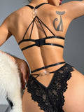 Sexy lingerie European and American Internet celebrity pure desire see-through mesh splicing sexy lace jumpsuit