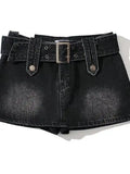 WOMENGAGA Korean Style Spicy Girl Denim Half Body Short Skirt Female Slim Tight Ultra Short A-line Slim Hip Skorts Fashion 3POJ
