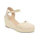 2024 Big Size 43 Women's Comfy Walking Wedge Espadrilles Sandals Summer Leisure Round Toe Platform Ankle Strap Shoes