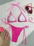 2025 Halter Wrinkled Weaved Bikini Women Swimwear Female Swimsuit Two Pieces Bikini Set Brazilian Bathing Suit Swim Beach Wear