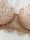 Ladies' Basic Style Thin Lace Bra And Panty Set Seamless Single Layer Eyelet Underwear Comfortable Intimate Apparel