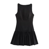 Foridol Bowknot Pleated Tank Short Dress for Women Sleeveless Casual Party Short Dress Female Casual Autumn Winter Dress