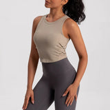 Women's Tight-Fitting Yoga Sports Vest Fixed Chest Pad Sports Bra Breathable Gym Workout Running Top
