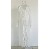 Women's V Neck Ruffled Long Sleeve Dress Chiffon Tunic Beach Cover Up Cover-ups Beach Dress Sunscreen Beachwear Vacation V5976B
