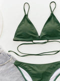 Bikini 2026 Sexy Green Cross Back Straps Swimwear Swimsuit Women Bikinis Set Bathing Suit Beach Bikini Female Push Up Banadores
