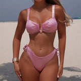 U Shaped Glitter Sparkling Shiny Bikini Female Swimsuit Two-Pieces Bikini Set Women Swimwear Brazilian Bathing Suit Bather V7564