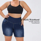 Women's Jean Shorts Casual High Waist Pull-On Stretchy Skinny Shorts With Pockets Soft Fabric Butt Lifting Denim Bottoms