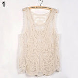 Women's Sleeveless Lace Tank Top Sexy Embroidery Hollow-out Floral Crochet Shirt Tank Tops for Women 2025