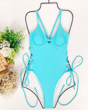 Splicing High Cut Out One Piece Swimsuit Women Tassel Swimwear Female Sexy Bathing Suit String Leopard Bikini 2025 Monokini Lady