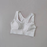 Large Size Women's Sports Fitness Bra Shock-Absorbing Gathered Front Zipper Design No Buckle Needed for Comfortable Fit
