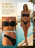 Wrinkled Bandeau High Cut Mini Thong Bikini Female Swimsuit Women Swimwear Two-pieces Bikini Set Bather Bathing Suit Swim Lady