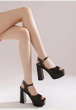 New Women Sandals Summer Shoes Sexy Peep Toe Thick High Heels Platform Black Dress Party Wedding Shoes Woman Pumps
