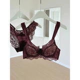 Sexy French Lace U-Back Minimizer Bra Set for Large Bust | Push Up Anti-Sagging Deep V Bralette | Summer Bestseller MOYISU Panty