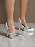 NASBAVI Women's Stilettos Platform Pointed Toe Pumps Shoes High Heels Pumps Ankle Strap Shoes Sexy Party Comfy Women Shoes