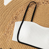 Solid White Swimwears Bandeau Bikinis Sets Ribbed Sexy Swimsuit Women 2026 Push Up Bathing Suit High Waist Bikini Mujer Biquins