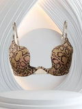 New U-Shaped Push-Up Bra for Women, Sexy Deep V Anti-Sagging Bra, Seamless and Traceless, Cross-Border European and American Style, Sexy Thin Leopard Print Bra