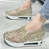 Spring Autumn Luxury Crystal Sneakers Women Breathable Mesh Sports Shoes for Woman Retro Low Top Platform Vulcanize Shoes Lady